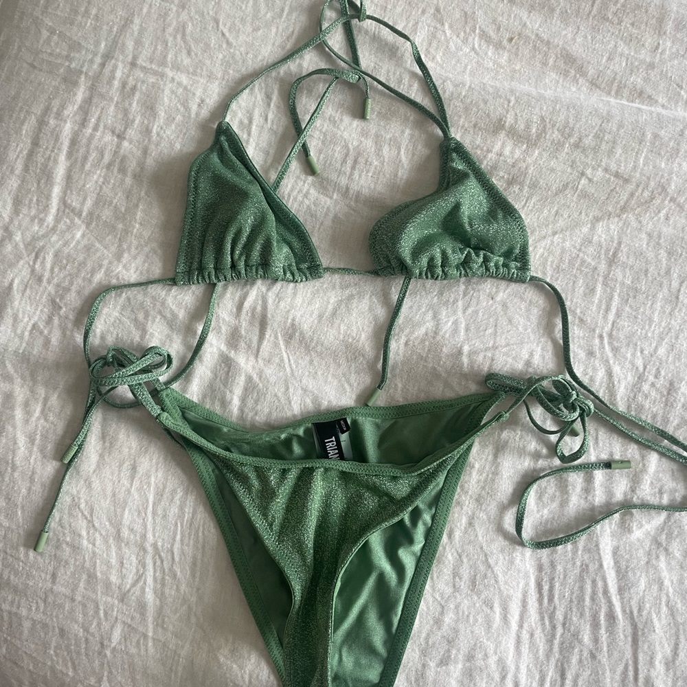 TRIANGL vinca sparkle bikini in green “fawn”